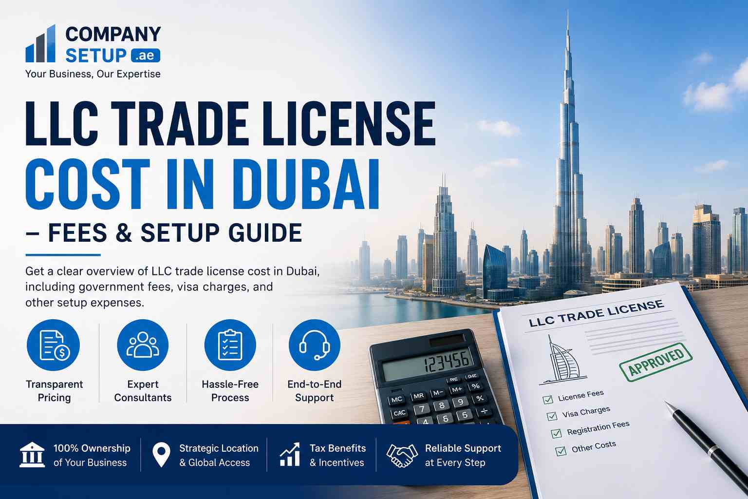 LLC Trade License Cost in Dubai 2026: Fees Starting From AED 12,900